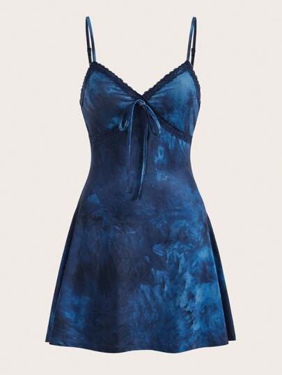 Tie Dye Knot Front Cami Dress