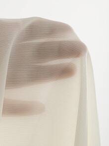 DAZY Blusa unicolor ribete con fruncido de manga amplia - Blanco - Ver 6