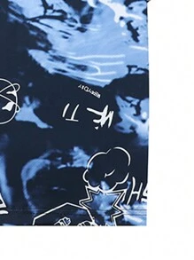 Men Tie Dye Letter Graphic Tee - Navy Blue - View 3