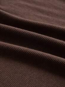 SHEIN BASICS Contrast Binding Tank Dress - Chocolate Brown - View 7