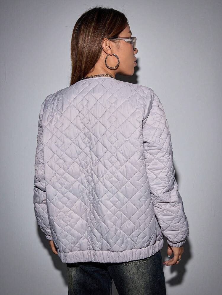 Zip Up Quilted Padded Coat Clothes Winter Fall Cloth For Women