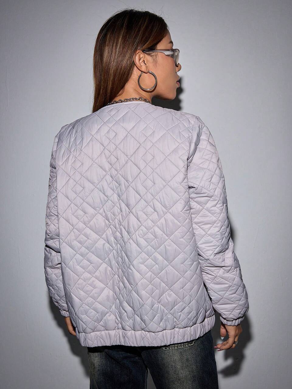 Zip Up Quilted Padded Coat Clothes Winter Fall Cloth For Women