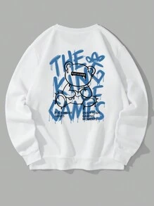 男士加小熊和字母圖案衛衣 - 白色 - 查看 1