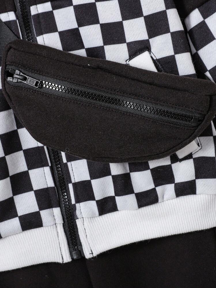 Baby Girl 3Pcs/Set Casual Plaid Patchwork Coat, Long Pants And Bag Set