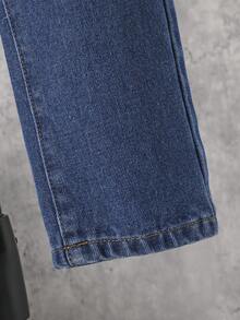 SHEIN 男大童貓須水洗牛仔褲 - 深色水洗藍 - 查看 6