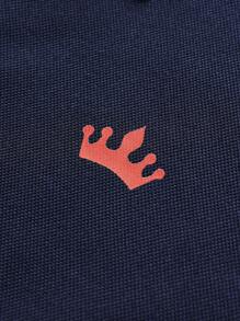 Manfinity Homme Men Crown Print Polo Shirt - Navy Blue - View 4