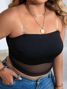 Snug Zone 大碼網紗拼接文胸 - 黑色 - 查看 4