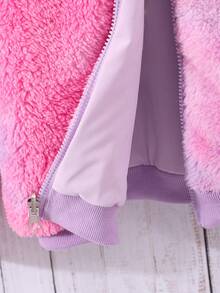 SHEIN Tween Girl 1pc Tie Dye Hooded Reversible Jacket - Purple - View 5
