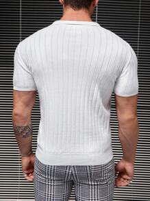 GENTILAND Men Solid Ribbed Knit Top