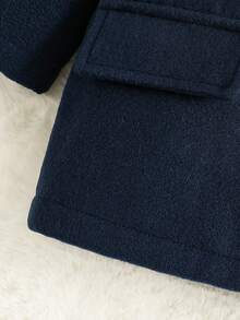 Baby Boy Flap Pocket Hooded Duffle Overcoat - Navy Blue - View 6