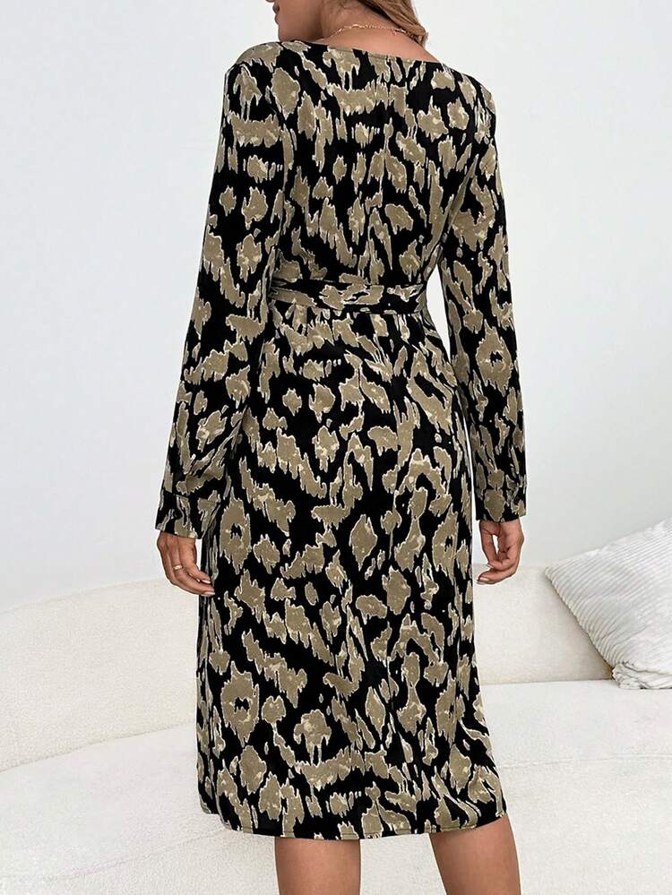 Maternity Allover Print Knot Side Wrap Dress