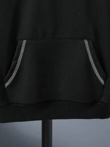 SHEIN Mirajuku Tween Boys' Contrast Stripe Pocket Casual Hoodie