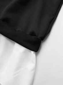 Teen Girls Drop Shoulder 2 In 1 Sweatshirt - Black and White - View 6