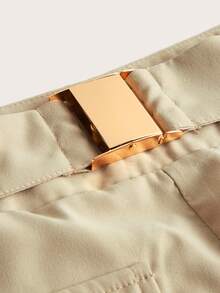 Flirla Plus Flap Pocket Split Hem Cargo Skirt - Camel - View 3