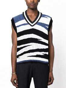 Manfinity Hypemode Men Colorblock Sweater Vest - Multicolor - View 1