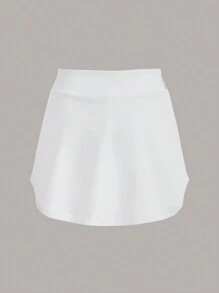 Easithlete Solid Flare Hem Sports Skort Tennis Skirt - White - View 2