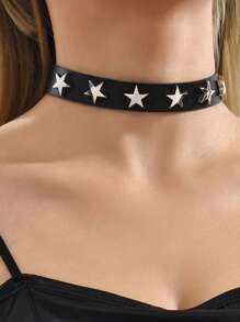 ROMWE Grunge Punk 1pc Funky Zinc Alloy Star Studded Choker For Women For Daily Decoration - Multicolor - View 1