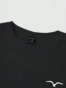 Manfinity Homme Men Seagull Graphic Print Tee & Drawstring Waist Sweatpants - Black - View 3