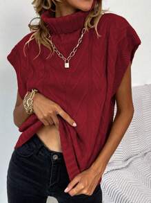 EMERY ROSE Áo len cổ lọ trơn cho trang phục năm mới - Đỏ - Xem 6