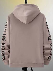 Manfinity LEGND Nam Đồ họa Chữ cái Túi kangaroo Dây rút Hoodie - Màu nâu Sô-cô-la - Xem 2