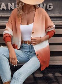 SHEIN Clasi 漸層落肩袖前紐扣開襟衫 - 彩色 - 查看 4