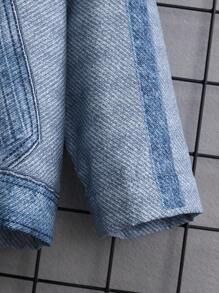 SHEIN Young Boy Borg Collar Denim-Effect Print Jacket Without Hoodie - Blue - View 6