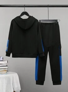 SHEIN Tween Boy Slogan Graphic Hoodie & Sweatpants