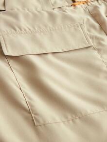 Flirla Plus Flap Pocket Split Hem Cargo Skirt - Camel - View 4