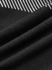 Easithlete Striped Print Wideband Waist Sports Set - Black - View 5