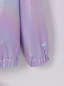 Tween dziewczynka Holograficzne Podszyte pluszem Z Kapturem Metaliczny Kurtki