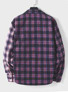 RueChic Men Plaid Print Colorblock Shacket Without Tee - Multicolor - View 2