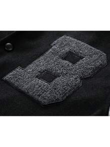 Chaqueta con mangas a rayas y parche de letras para hombre para raves