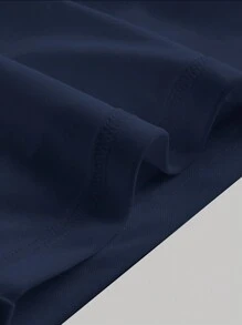 SHEIN MOD Navy Blue Summer Solid Ruched Mesh Tube Top - Navy Blue - View 3