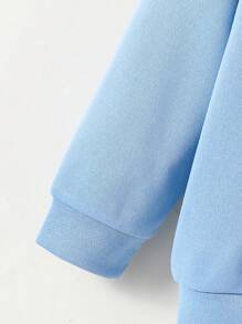 SHEIN 秋冬小男孩恐龙游戏印花连帽衫 - 淺藍色 - 查看 3