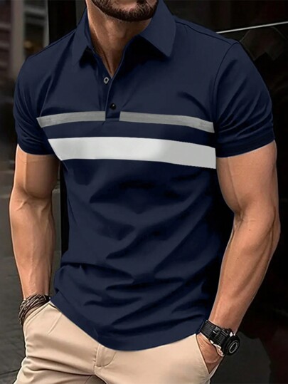 Manfinity Homme 男士休闲加大色块 Polo 领衬衫