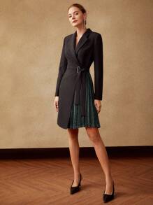 MOTF PREMIUM ROBE BLAZER PLISSÉE AVEC CEINTURE