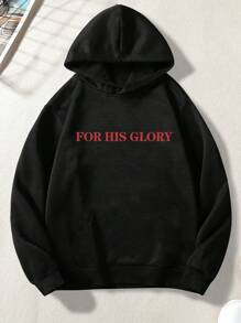 Men Slogan Graphic Drop Shoulder Hoodie - Black - View 3