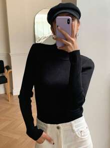 DAZY Suéter de estilo casual de negocios, nueva llegada para otoño, tops de manga larga, ropa de mujer para el otoño - Negro - Ver 6