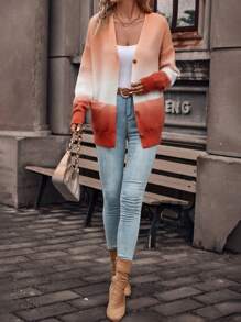 SHEIN Clasi 漸層落肩袖前紐扣開襟衫 - 彩色 - 查看 6