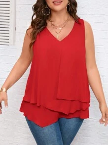 SHEIN Clasi Talla grande Camisa sin manga unicolor