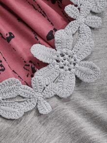 DAZY 貼花幾何女士家居服套裝 - 灰色 - 查看 7