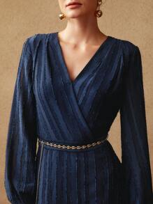 MOTF PREMIUM GLITTER CHAIN BELT DRESS - Royal Blue - View 3