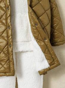 SHEIN 女小童前紐扣加絨內裏連帽外套&連帽衫和褲子 - 軍綠色 - 查看 5