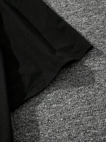 Extended Sizes 男士加大时尚标语图案短袖 T 恤，适合外出 - 黑色 - 查看 5