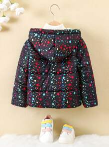 SHEIN 1 pezzo Cappotto imbottito con cappuccio e stampa a pois per giovani ragazze
