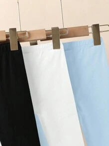 SHEIN 女小童3入組素色騎行褲 - 彩色 - 查看 5