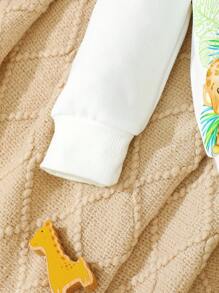 Baby Girl Cartoon Graphic Sweatshirt & Ripped Frayed Bleach Wash Jeans - Multicolor - View 4