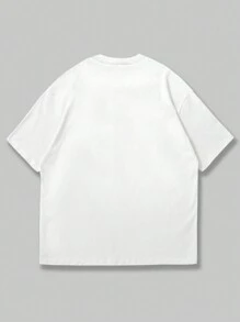 ROMWE MEN Street Life Camiseta masculina floral e com slogan, escola - Branco - Ver 2