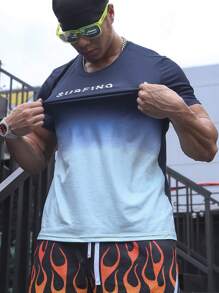 Manfinity Sport Corelite Männer Farbverlauf Buchstaben Grafik Sport Tee Workout Tops