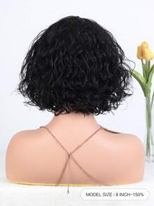 Korte golvende bobpruik met pony's van echt haar 8" Whitney Vibe Water Wave Bod Bang pruiken Luchtige Pixie Cut Bob pruik met pony voor vrouwen